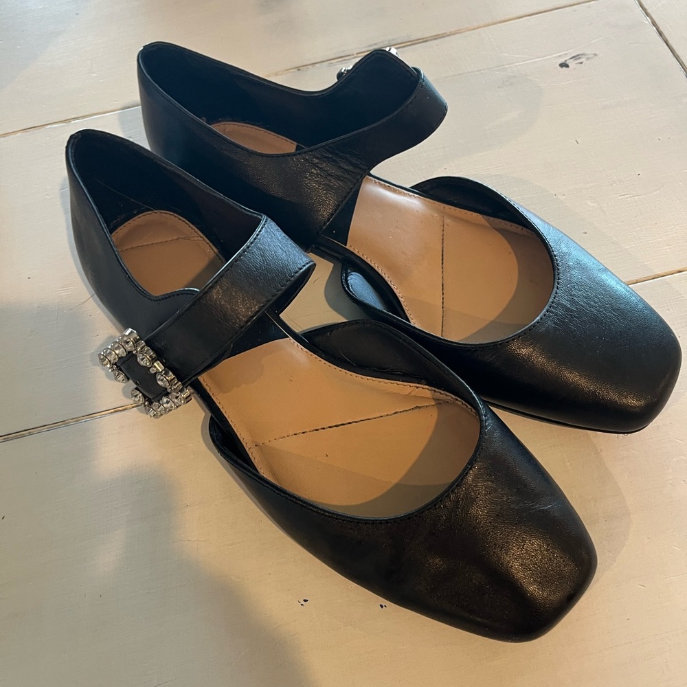 Gianna Bini Women’s Black Mary Jane’s Size 7.5 Sparkle Flats Statement